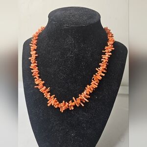 Antique Salmon Coral Branch Twig Necklace